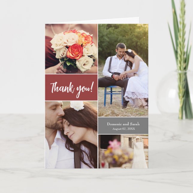 Tarjeta Boda moderno Guión de naranja quemado de foto (Anverso)