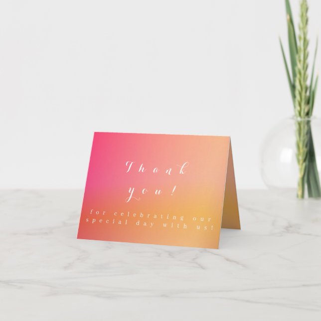 Tarjeta Boda Moderno Sunset Ombre Gracias (Anverso)