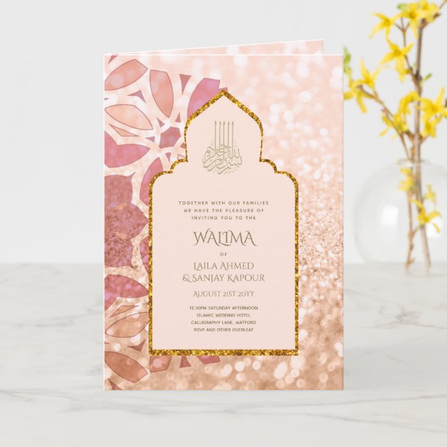 Tarjeta Boda Musulmana WALIMA Nikah (flor amarilla)