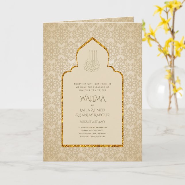 Tarjeta Boda Musulmana WALIMA Nikah (flor amarilla)