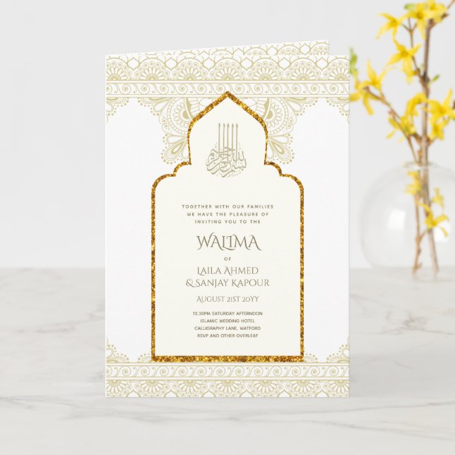 Tarjeta Boda Musulmana WALIMA Nikah (flor amarilla)