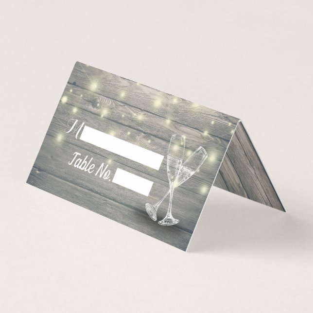 Tarjeta Boda Número de Mesa Escort Glasses Wood (Anverso)
