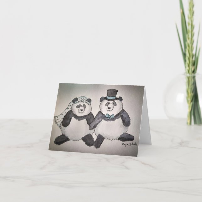 Tarjeta boda Panda (Anverso)