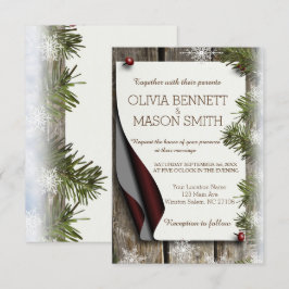 Tarjeta Boda para el vino de invierno y copos de n