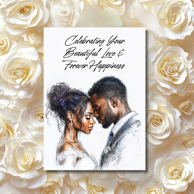 Tarjeta Boda personalizada "Golden Rings & Blooms" (Wedding card)