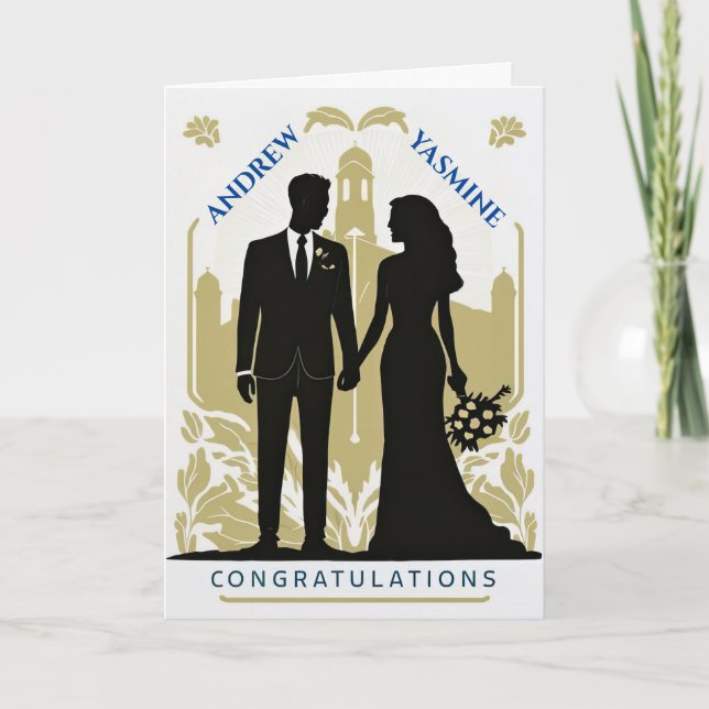 Tarjeta Boda personalizado de la pareja de novias de Silho (Anverso)