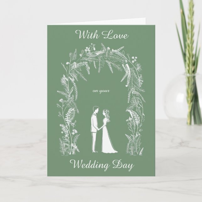 Tarjeta Boda personalizado de Silhouette Bride y Groom (Anverso)