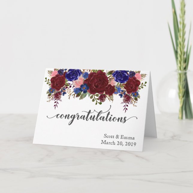 Tarjeta Boda personalizado felicita a floral (Anverso)