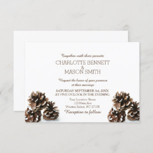 Tarjeta Boda Pinecone y Snowflakes