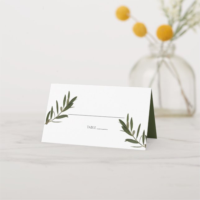 Tarjeta Boda Place de Olive Leaves Greenery (Anverso)