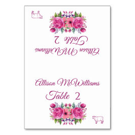 Tarjeta boda Place-Watercolor Flor Bouquet-Carne-