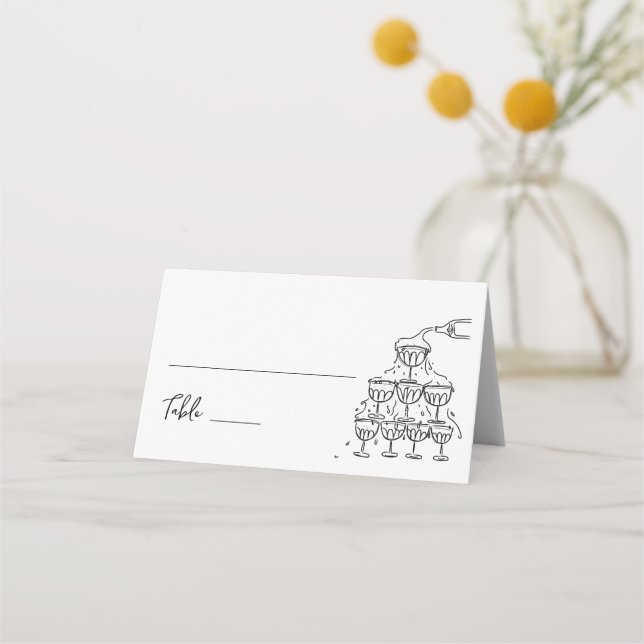 Tarjeta Boda Plaza de la torre de Champagne dibuja (Anverso)