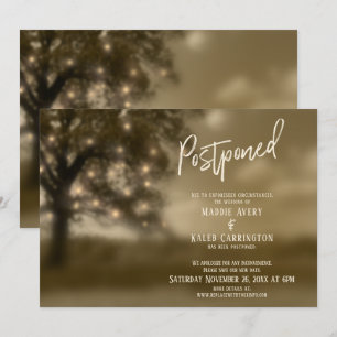 Tarjeta Boda posponada de árbol etéreo con luces