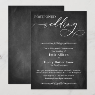 Tarjeta Boda posponada para tipografía y cartón