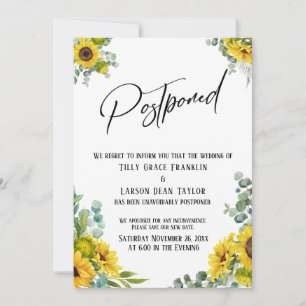 Tarjeta Boda pospuesta de Eucalyptus Sunflower