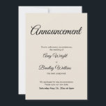 Tarjeta Boda pospuesta de Invitación crema<br><div class="desc">Aquí hay una tarjeta simple para notificar a sus invitados si es necesario cambiar su fecha de boda. Utilice los campos de plantilla para añadir sus datos personales y hacer de este diseño elegante y minimalista su propio diseño. El fondo crema puede cambiarse a cualquier color que prefieras. También se...</div>