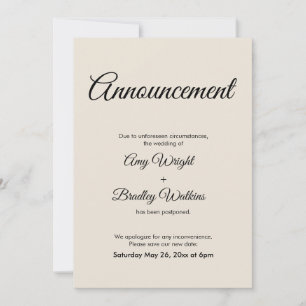 Tarjeta Boda pospuesta de Invitación crema