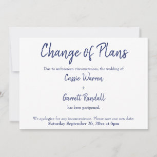 Tarjeta Boda pospuesta para cambio blanco de plane