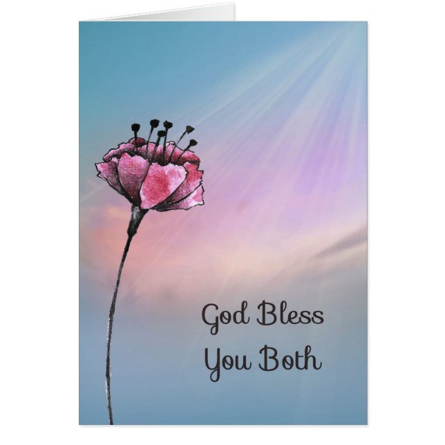 Tarjeta Boda religiosa con flor (Frente)