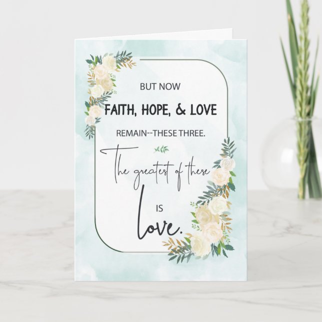 Tarjeta Boda religioso Aniversario Fe Esperanza y Amor (Anverso)