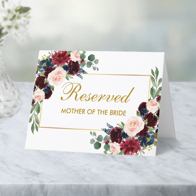 Tarjeta Boda Reservado Acuarela Floral Nombre Lugar (Customize to change text size, style or color.)