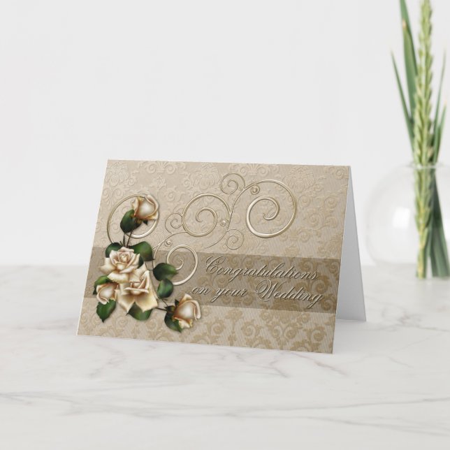 Tarjeta Boda Rosas de Marfil (Anverso)
