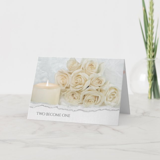 Tarjeta Boda Rose Bouquet and Candle (Anverso)