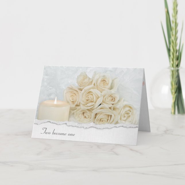 Tarjeta Boda Rose Bouquet and Candle (Anverso)