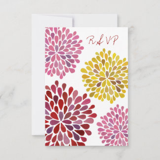 Tarjeta Boda RSVP amarillo rojo rosa de flores