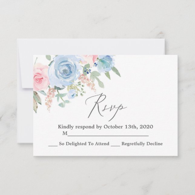 Tarjeta boda RSVP azul y rubia (Anverso)