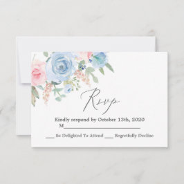 Tarjeta boda RSVP azul y rubia