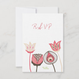 Tarjeta Boda RSVP de Blooms Florales Rosa y Verde