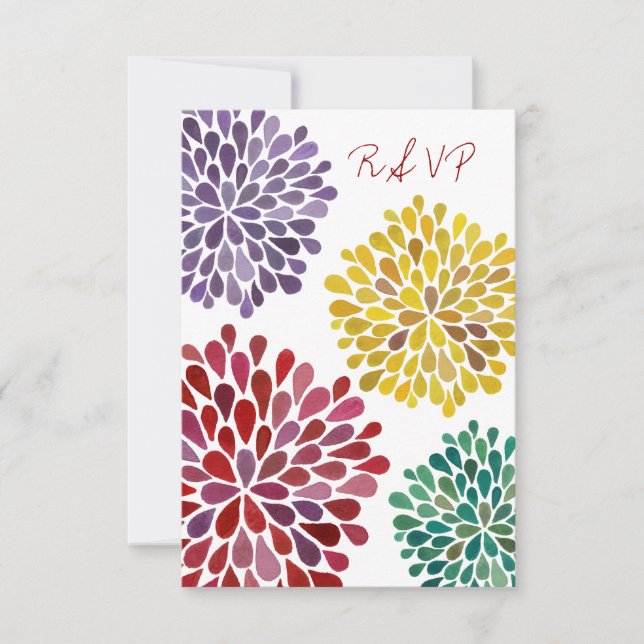 Tarjeta Boda RSVP de Flores Arcoiris (Anverso)