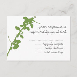 Tarjeta boda RSVP de la rama verde moderna