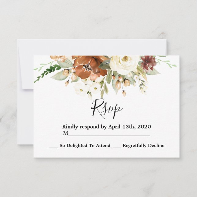Tarjeta boda RSVP de otoño (Anverso)