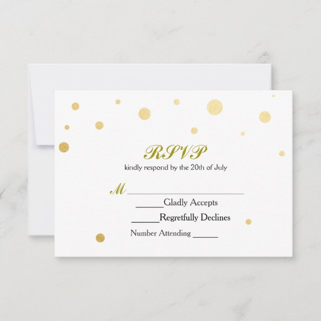 Tarjeta Boda RSVP de puntos blancos y Relieves met (Anverso)