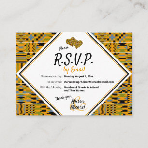 Tarjeta Boda RSVP del Golden African Kente K46