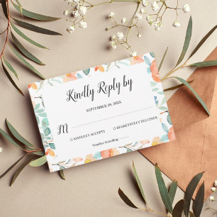 Tarjeta Boda RSVP floral colorida