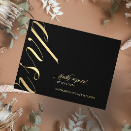 Tarjeta Boda RSVP Minimalista brillante y negra