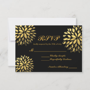 Tarjeta Boda RSVP moderna de floral de Relieve met