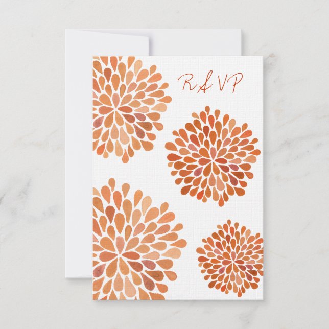 Tarjeta Boda RSVP Naranja Autumn Floral Blooms (Anverso)