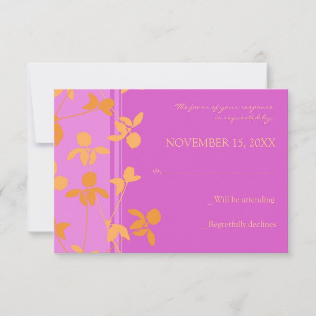 Tarjeta Boda RSVP Naranja rosa Floral (Anverso)