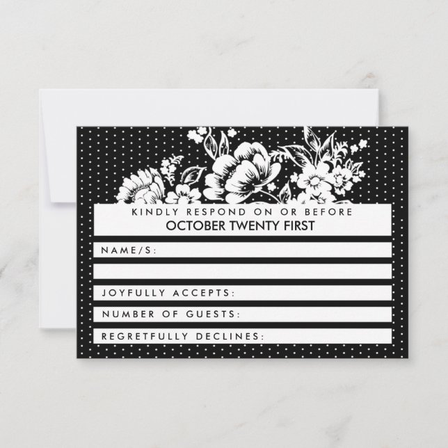 Tarjeta Boda RSVP para puntos de Polka de bloqueo  (Anverso)