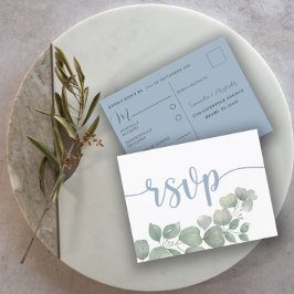 Tarjeta Boda RSVP Rústica Dusty Blue