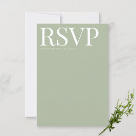 Tarjeta Boda RSVP verde Sage moderna