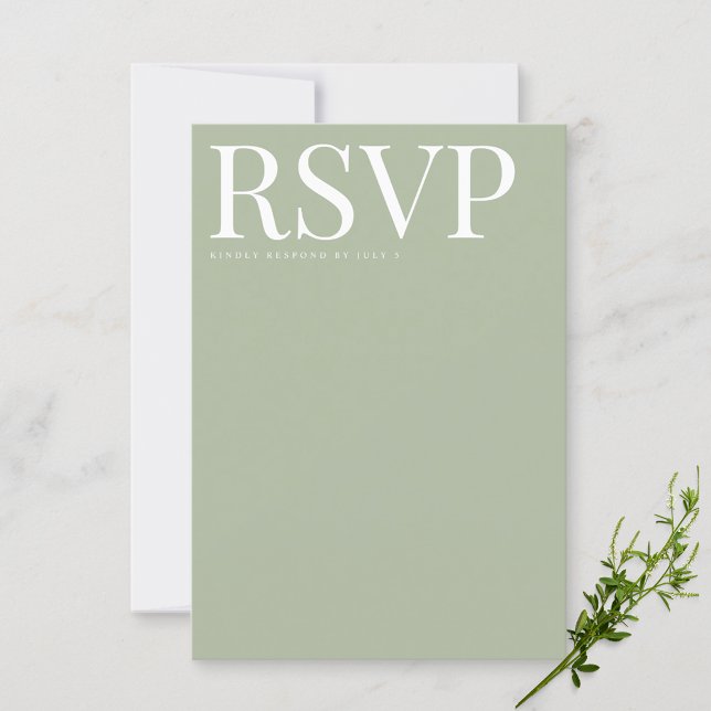 Tarjeta Boda RSVP verde Sage moderna (Subido por el creador)