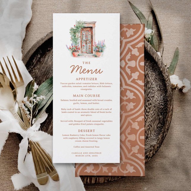 Tarjeta Boda Rustic Fiesta (Rustic Terracotta Wedding Menu)