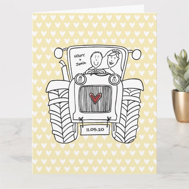 Tarjeta Boda Rústica de Tractor Campestre Personalizada (Planta pequeña)