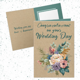 Tarjeta Boda Rústico Floral Enhorabuena verde