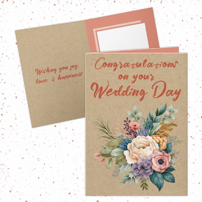 Tarjeta Boda Rústico Floral Felicitaciones naranja (Subido por el creador)